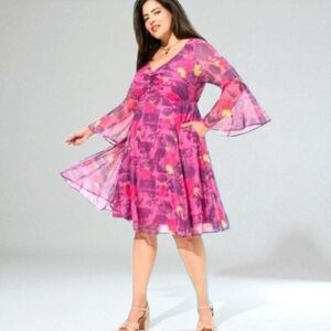 TORRID Betsey Johnson Floral Silky Soft Mini Bell Sleeve Sheerdress Plus Size 1X